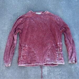 acid wash urban outfitters red faded rustic long sleeve top shirt tee t-shirt